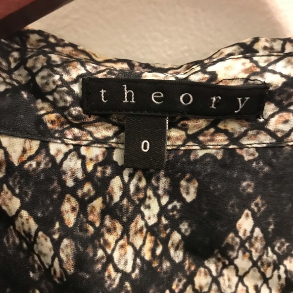Theory Ananine Snake Lace Shirt Dress 0 silk tan gray black brown - Picture 11 of 13